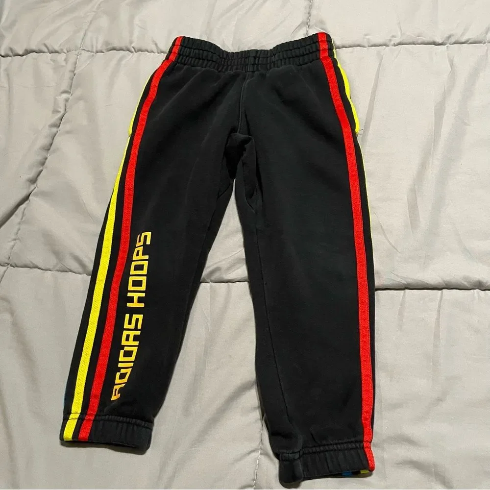 Lego Adidas Hoops Sweat Pants Boys 4T Joggers Black Red Yellow Blue Basketball